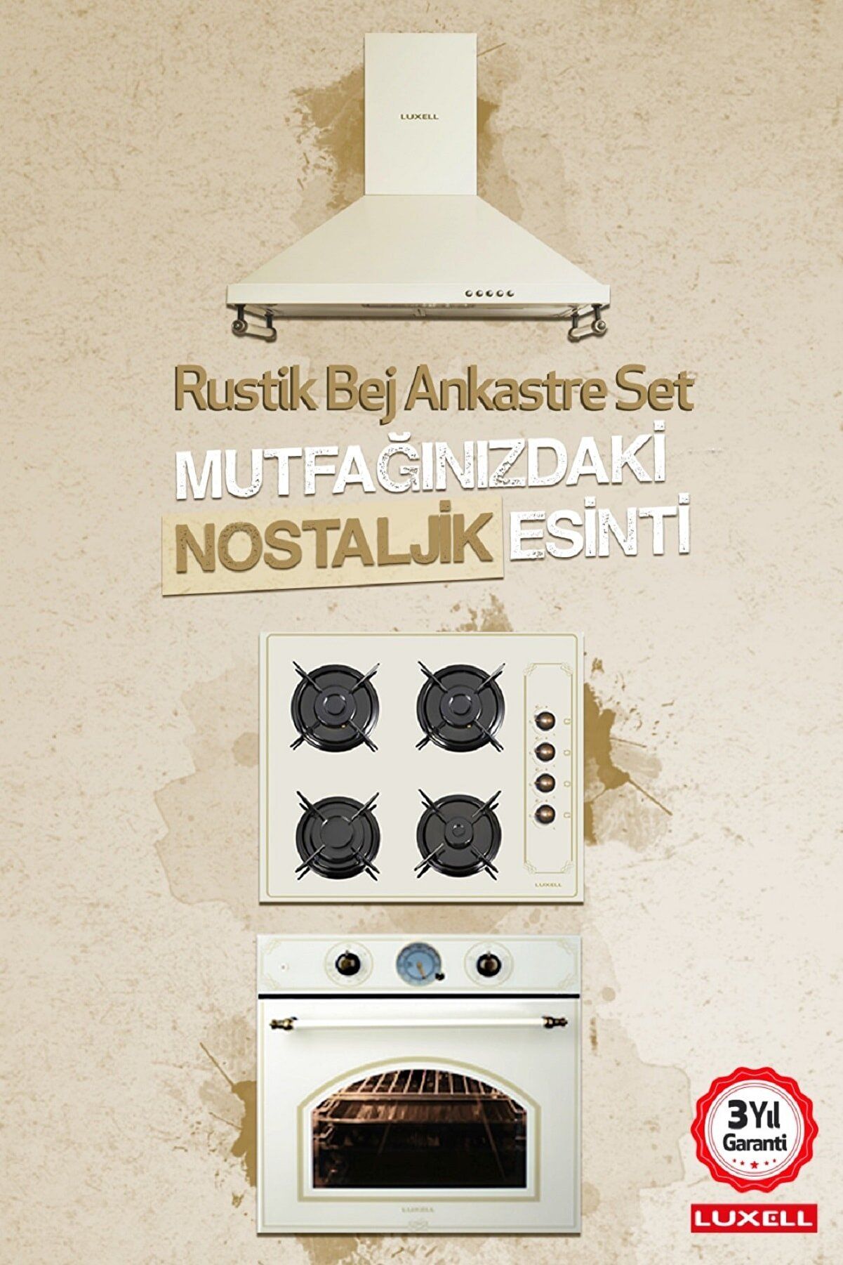 Luxell Rustik Bej Ankastre Set