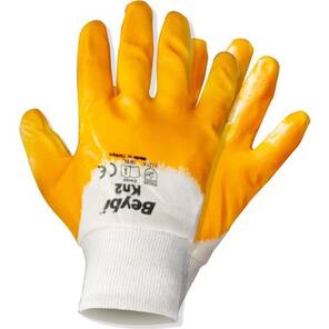 Beybi Eldiven - Pamuk Nitril (KN2)(10 Beden, 12 Çift Paket, Sarı Beyaz)