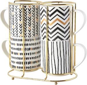 Karaca Nigrum 5 Parça Standlı Porselen Kupa/Mug Seti