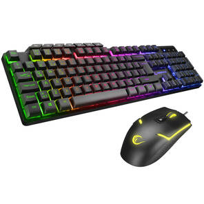 Rampage KM-9858 JAZZY Siyah Rainbow Backlight Makro Tuşlu Gaming Klavye + 3600 dpi Mouse Set