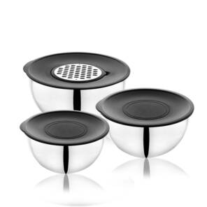 Schafer Lucas Çelik Karıştırma Kabı 16-20-24 Cm-9 Parça-Siyah