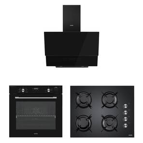 VESTEL Ankastre Eğik Buhar Destekli Siyah Set