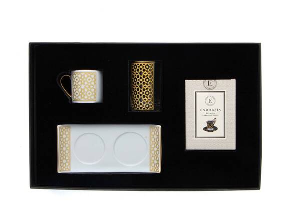 Altın Yaldızlı Türk Kahvesi Fincanı Su Bardağı Türk Kahvesi Hediye Seti