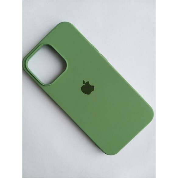 Apple iPhone 13 Pro Uyumlu Lansman Içi Kadife Silikon Logolu Kılıf YEŞİL