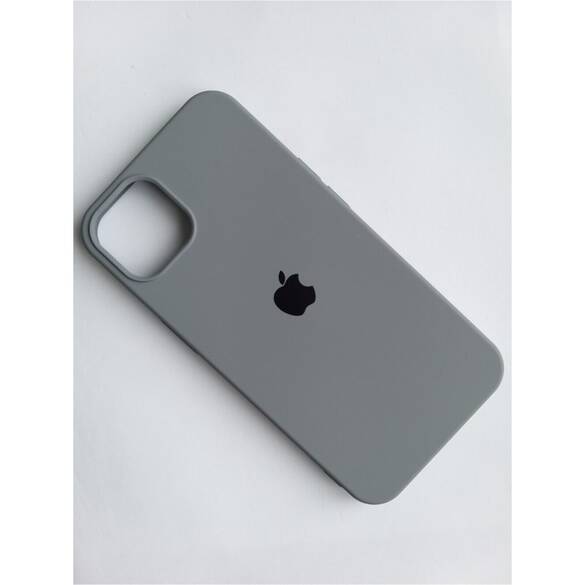 Apple iPhone 13 Uyumlu Lansman Içi Kadife Silikon Logolu Kılıf GRİ