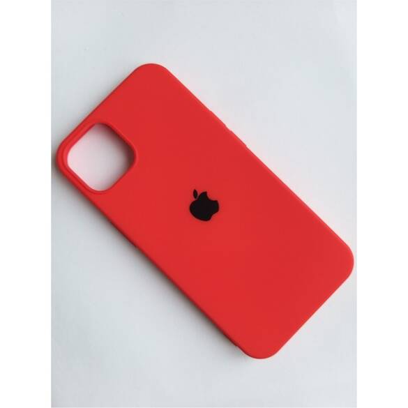 Apple iPhone 13 Uyumlu Lansman Içi Kadife Silikon Logolu Kılıf KIRMIZI