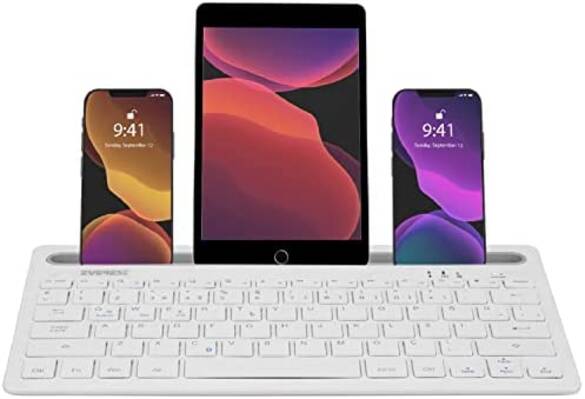 Everest KB-BT82 Beyaz/Gümüş Bluetooth Ultra İnce+Şarjlı Q Mac/Win/Android/Ios Uyumlu Kablosuz klavye 