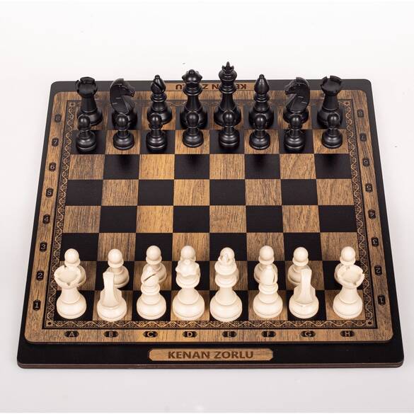  Isme Özel Ahşap Satranç Takımı Kişiye Özel Hediye Satranç Seti
