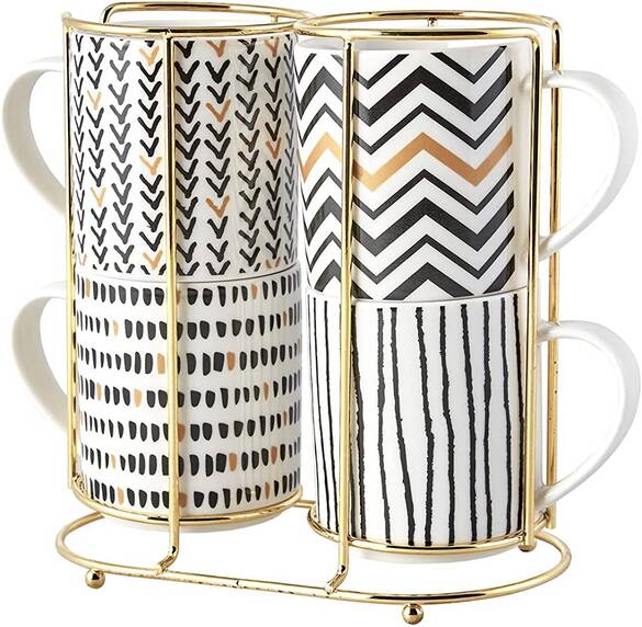 Karaca Nigrum 5 Parça Standlı Porselen Kupa/Mug Seti