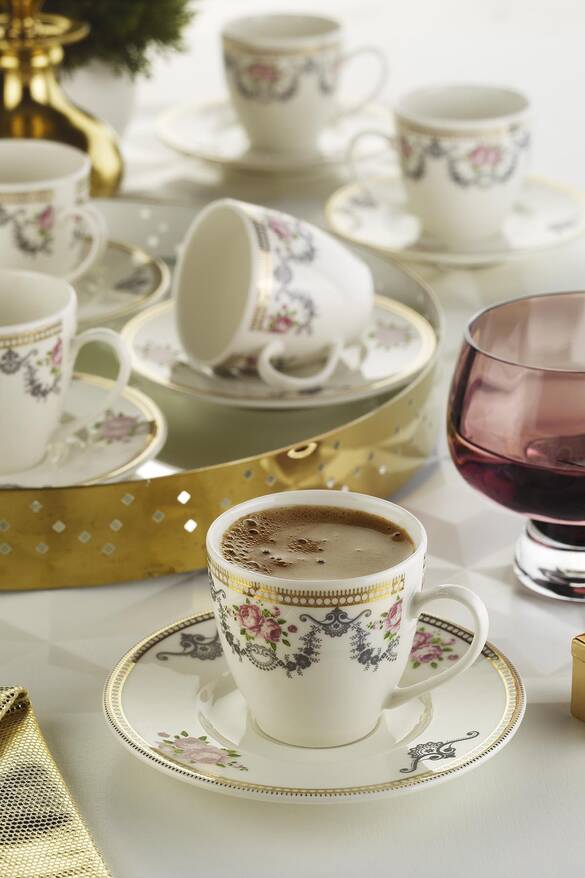 Kütahya Porselen Bonekalipso 12 Parça 6 Kişilik Kahve Takımı