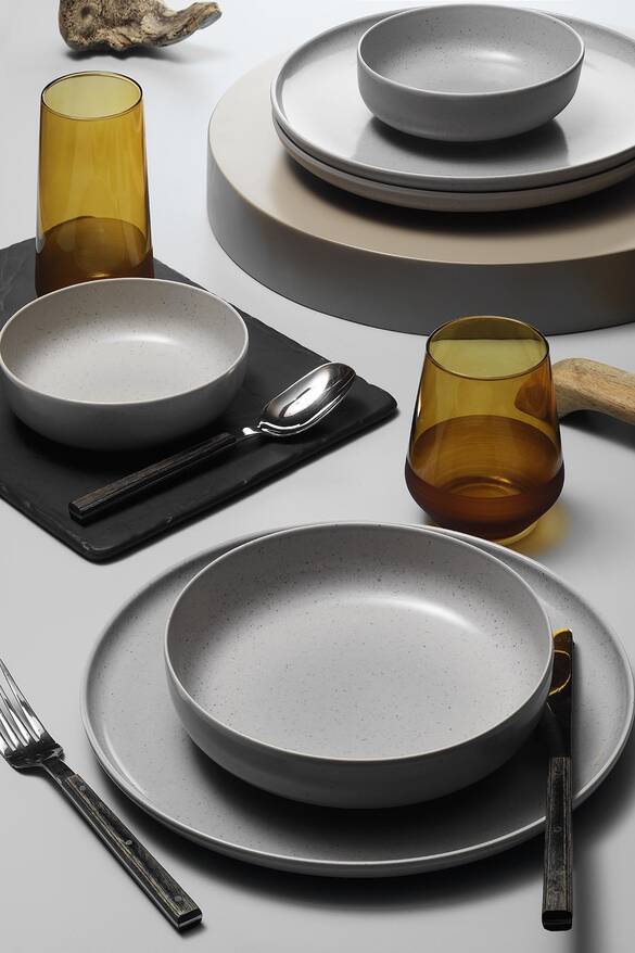 Kütahya Porselen Moderna 18 Parça 6 Kişilik Yemek Takımı Gri