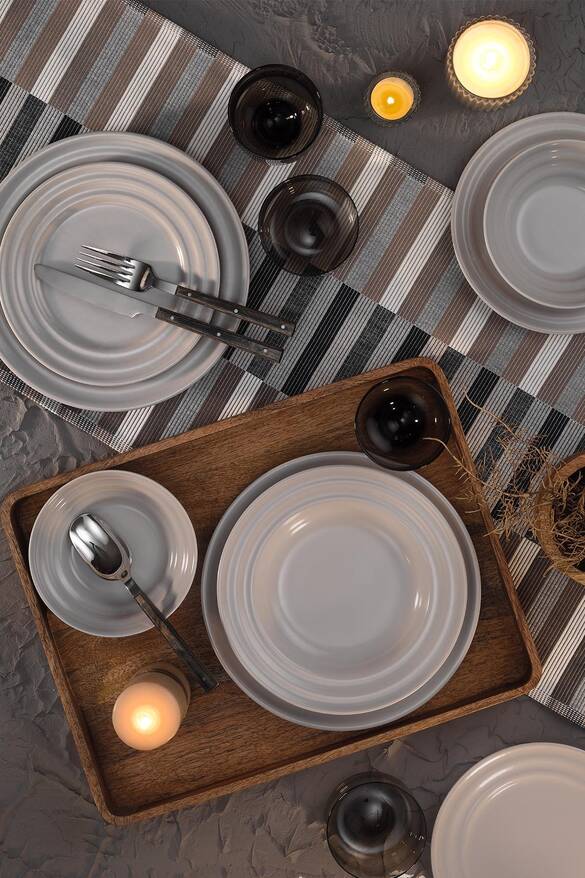 Kütahya Porselen New Tuvana 24 Parça 6 Kişilik Yemek Seti Bej