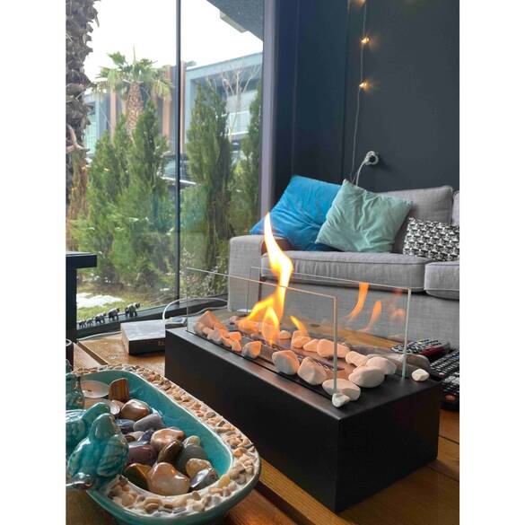 Masa Üstü Metal Siyah Şömine