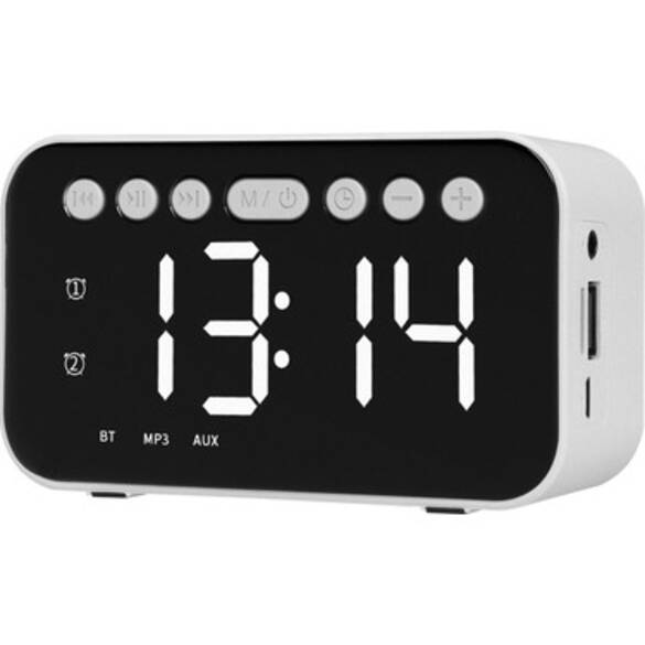 Mikado MD-W5 500mAh 5W Beyaz Bluetooth-TF Cart - Usb Alarmlı Saat Speaker