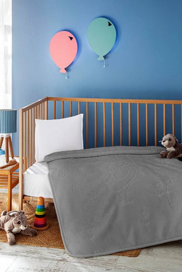 Özdilek Embos Bebek Battaniyesi 100x120 GRİ RENK