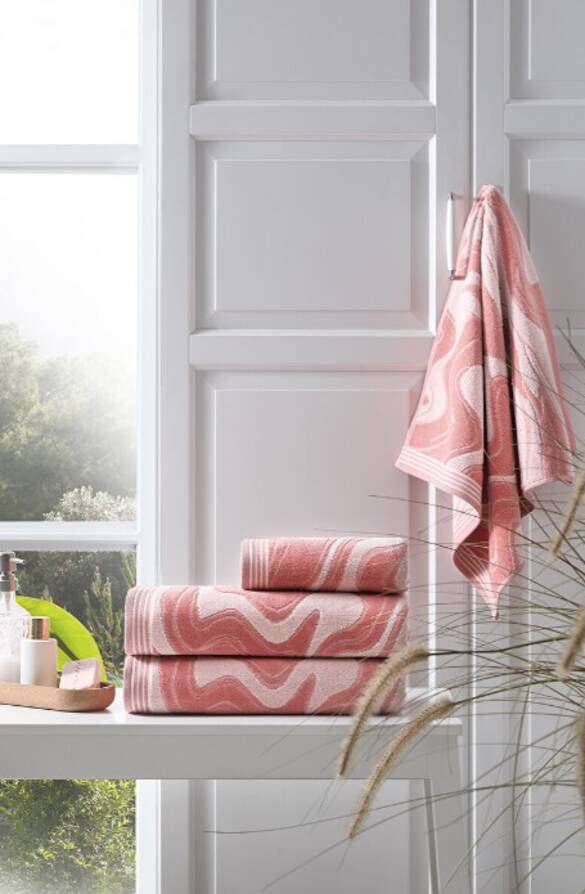 Özdilek Marble Kadife Banyo Havlusu 90x150 PEMBE