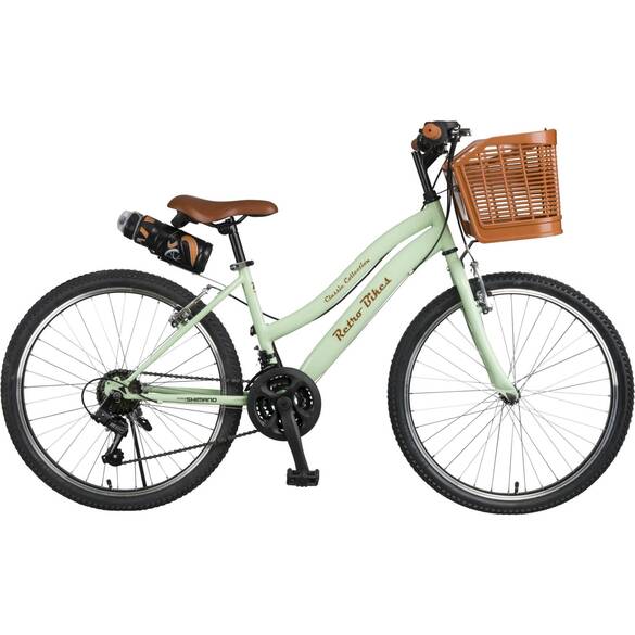  Retro Classic 26 Jant 21 Vites Shımano, Kadın Bisikleti Mint Yeşili-Kahve