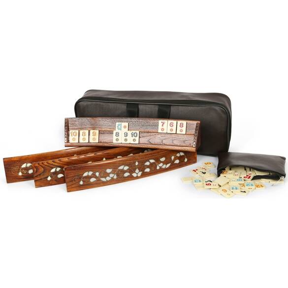 Sedef Işlemeli Ahşap Oval Okey Takımı