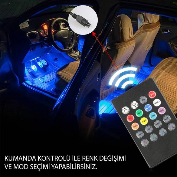 Superlight Ayak Altı 9 LED Araç Içi Sese Duyarlı Rgb LED Kumandalı