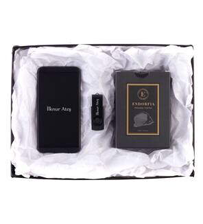 Kişiye Özel İsimli Powerbank - Metal USB Siyah - Premium Kahve