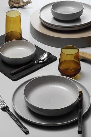 Kütahya Porselen Moderna 18 Parça 6 Kişilik Yemek Takımı Gri