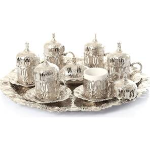 Lale Motifli 6'lı Türk Kahvesi Seti