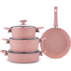 Schafer Toll Granit 7 Parça Tencere Seti - Pembe